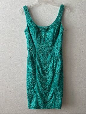 Sue Wong Turquoise Embroidered nocturne Dress